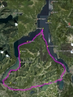 Small map of the The Bellagio Peninsula road bike ride, Bellagio Italy