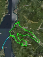 Small map of the Hills above Bellano road bike ride, Bellagio Italy