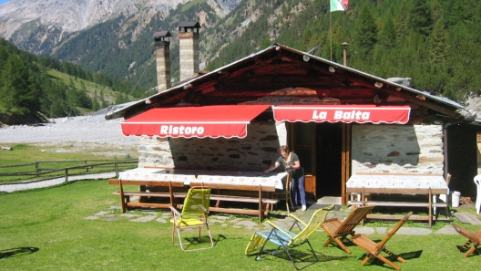 Rifugio Ristoro La Baita in Val Zebru, near Bormio, Italy