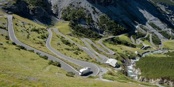 On Passo Stelvio, Italy, after climbing 48 switchbacks