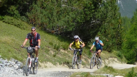 Mountain bike ride above Cancano near Bormio, Italy