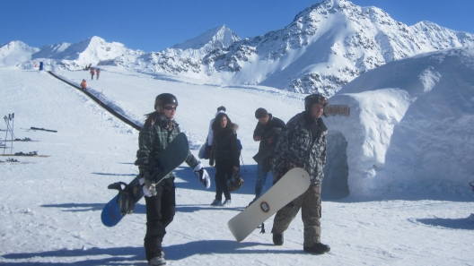 Snowboarding at Santa Caterina, near Bormio, Italy