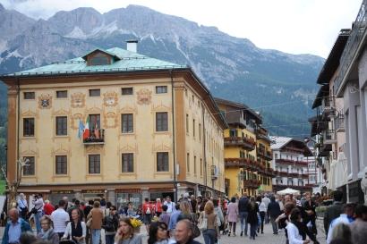 Evening passeggiata in Cortina, Italy