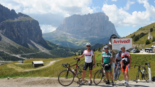 Posing on Passo Gardena while riding the Sellarona loop.