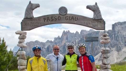 Posing for a photo on top of Passo Giau!
