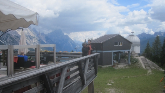 Sun deck at Rifugio Col Druscié, Cortina, Italy.