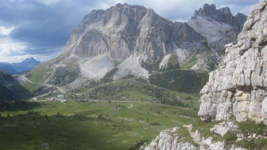 Passo Falzarego from Croda Negra. Above Cortina, Italy.