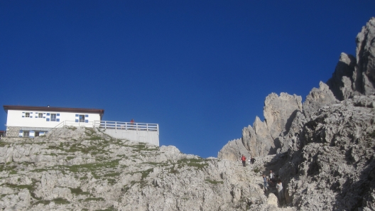 Rifugio Fonda Savio on the Bonocossa trail near Tre Cime di Lavaredo, Cortina, Italy.