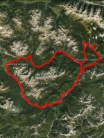 Small map of the Auronzo Loop road bike ride, Cortina d'Ampezzo Italy