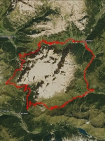 Small map of the Sellaronda Loop road bike ride, Cortina d'Ampezzo Italy