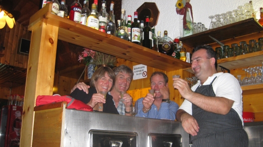 Having a digestivo after dinner at Ristorante Sole in Bormio